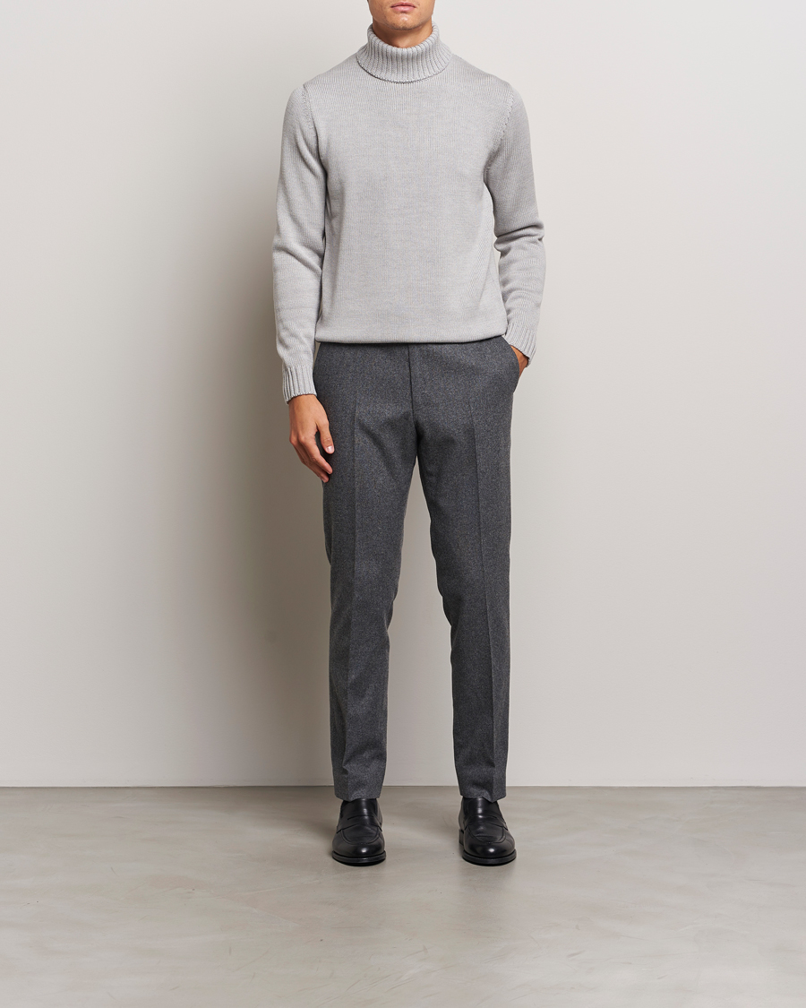 Herre | Trøjer | Zanone | Virgin Merino Wool Rollneck Light Grey