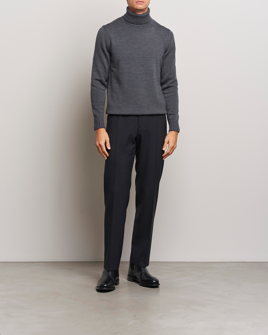 Herre | Trøjer | Zanone | Virgin Merino Wool Rollneck Grey Melange