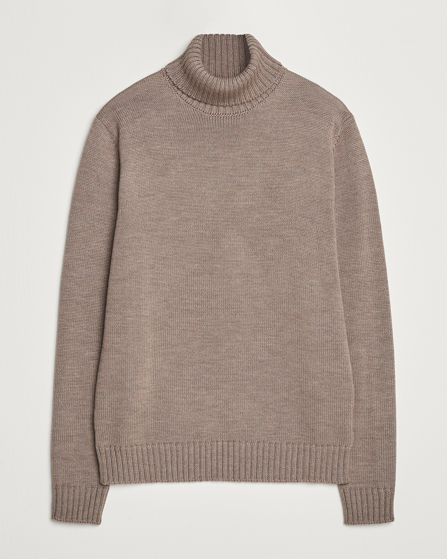 Herre | Trøjer | Zanone | Virgin Merino Wool Rollneck Taupe