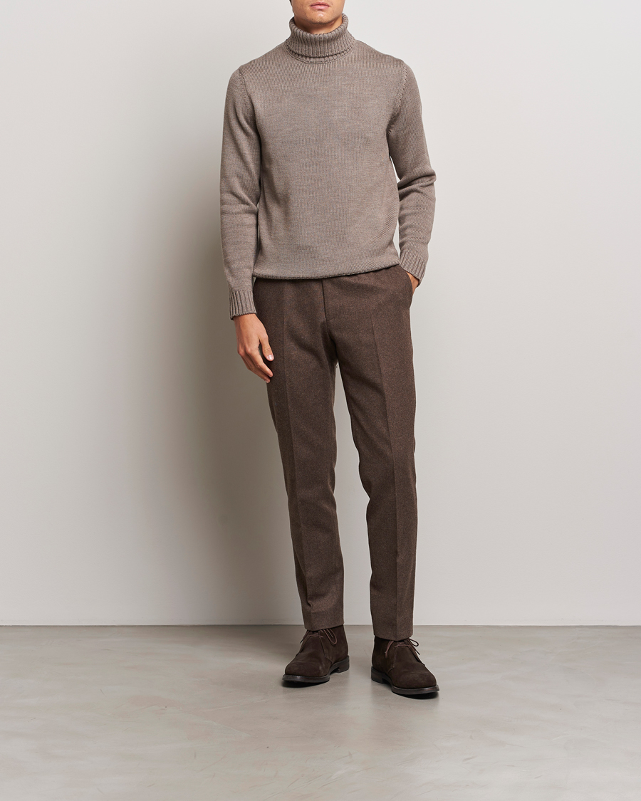 Herre | Trøjer | Zanone | Virgin Merino Wool Rollneck Taupe