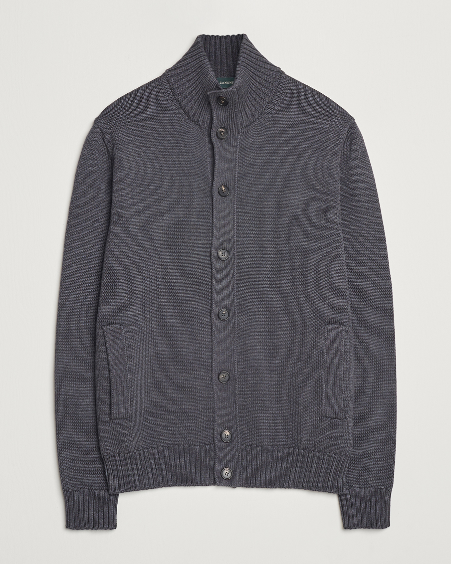 Herre | Trøjer | Zanone | Virgin Merino Wool Chioto Cardigan Grey Melange