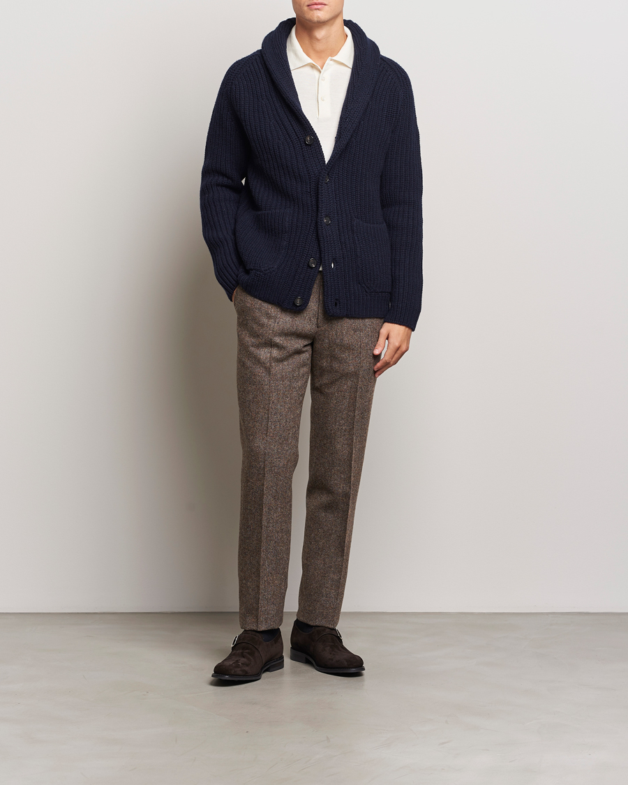 Herre | Trøjer | Zanone | Shawl Collar Cardigan Navy