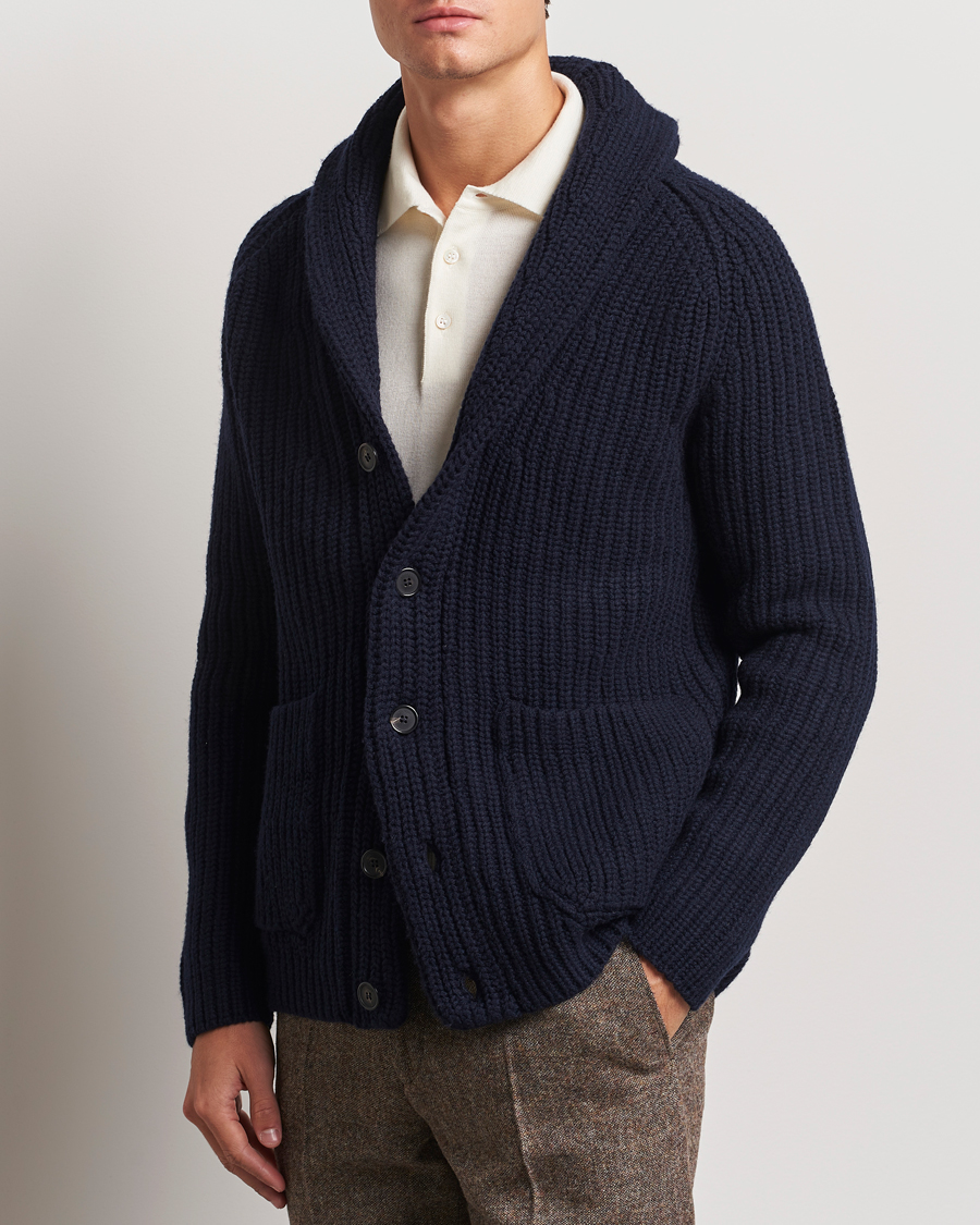 Herre | Trøjer | Zanone | Shawl Collar Cardigan Navy