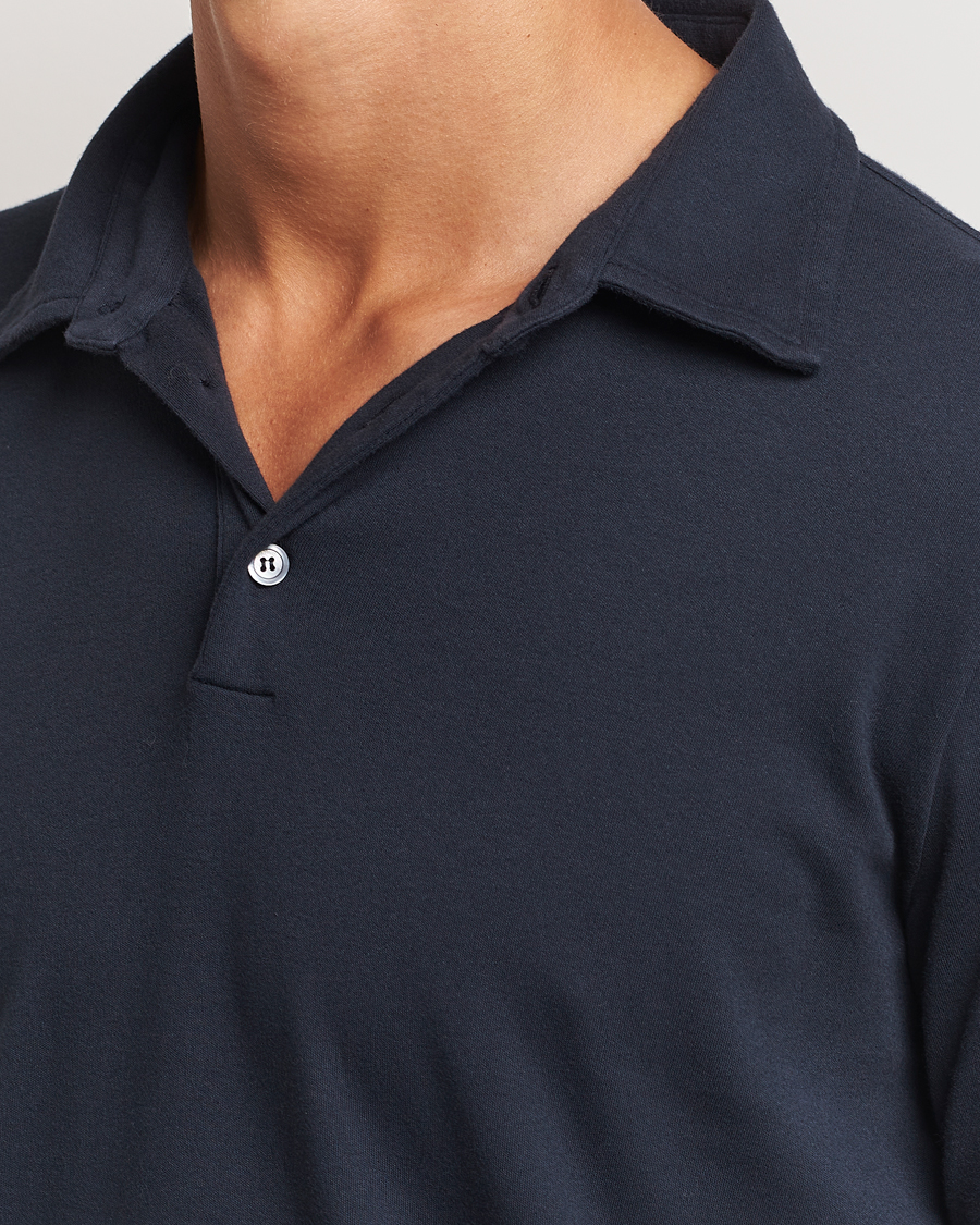 Herre | Trøjer | Zanone | Heavy Jersey Long Sleeve Polo Navy