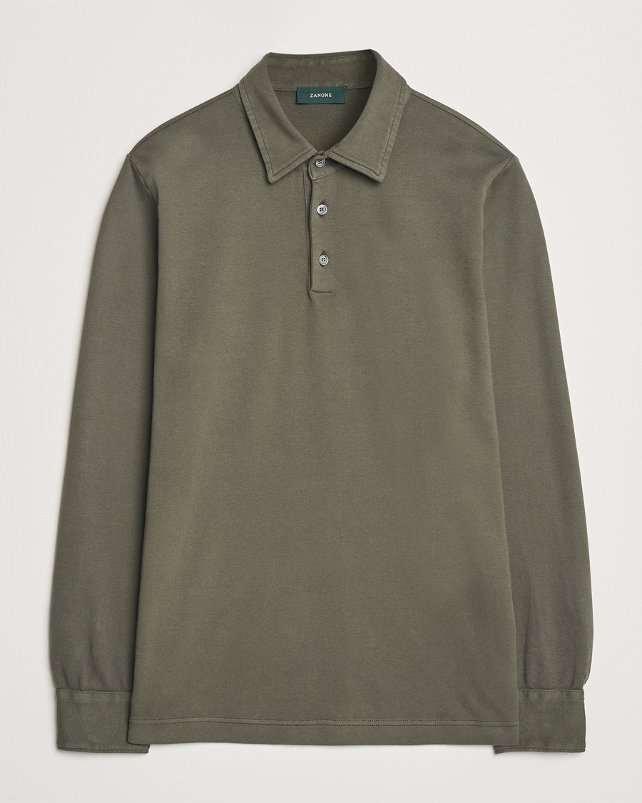Herre | Trøjer | Zanone | Heavy Jersey Long Sleeve Polo Olive