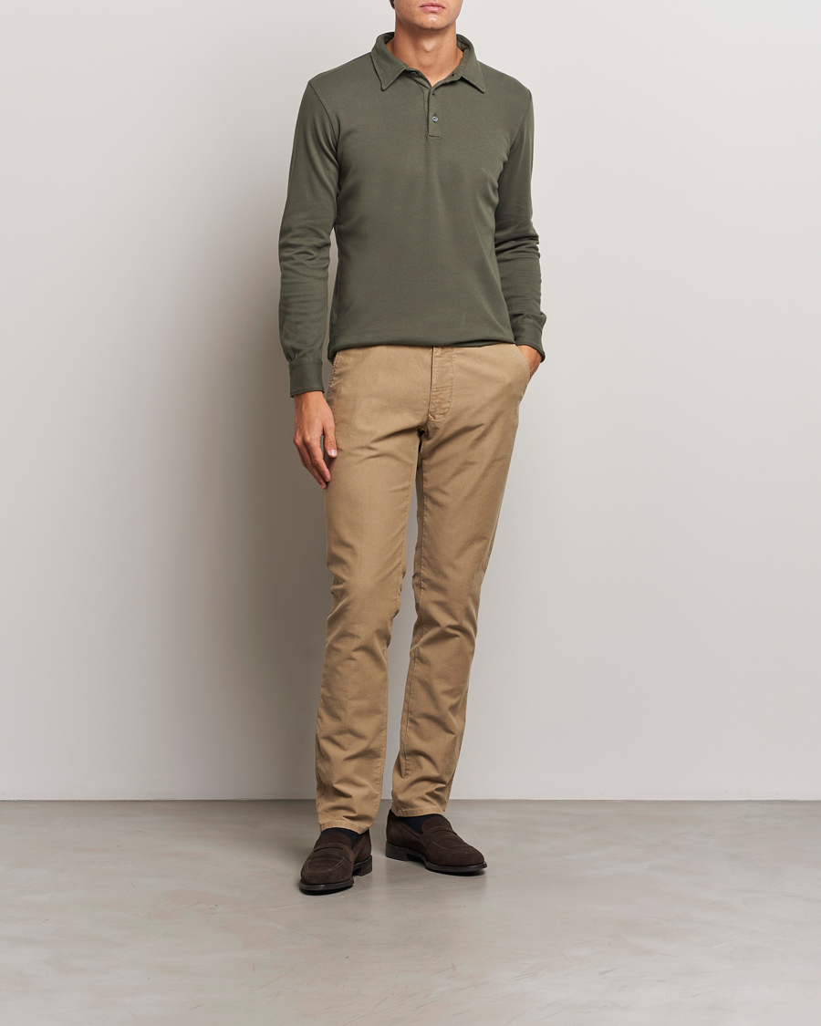 Herre | Trøjer | Zanone | Heavy Jersey Long Sleeve Polo Olive