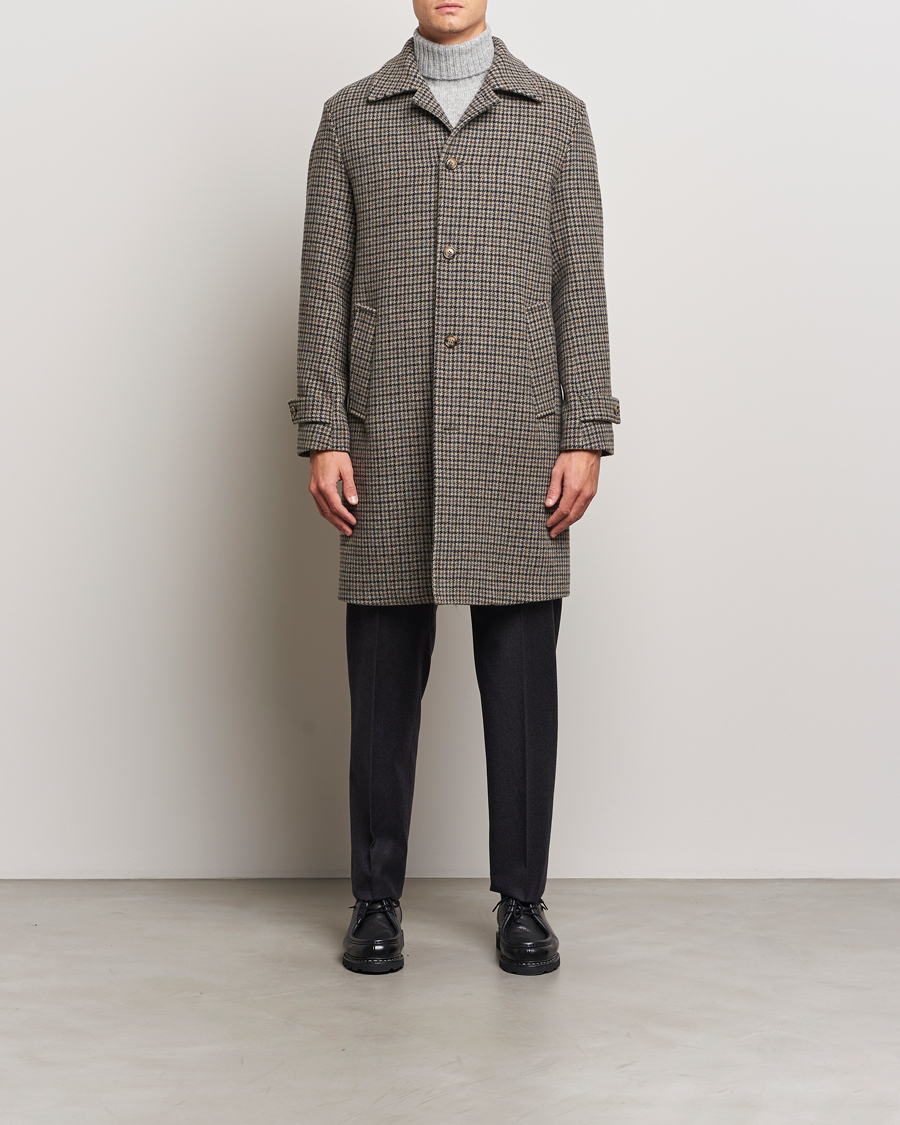 Herre | Jakker | Valstar | Marcello Wool Overcoat Grey Houndstooth