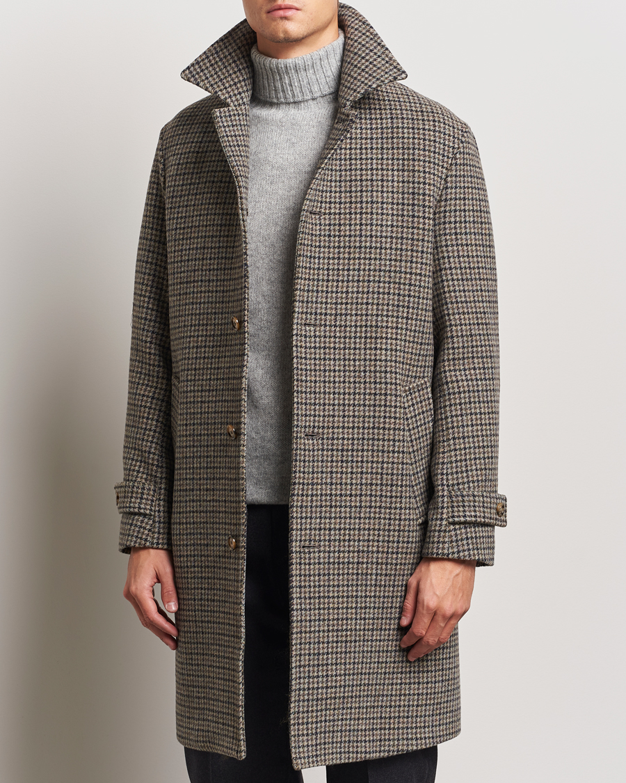Herre | Jakker | Valstar | Marcello Wool Overcoat Grey Houndstooth