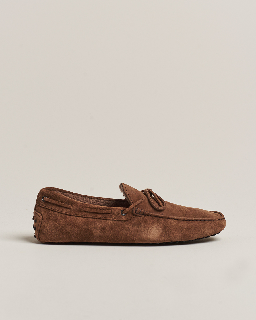 Herre | Tod's Winter Shearling Gommino Brown Suede | Tod's | Winter Shearling Gommino Brown Suede