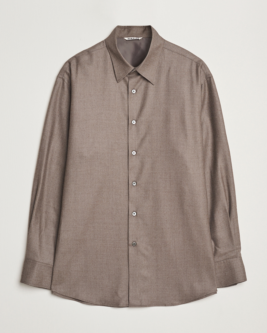 Herre | Skjorter | Auralee | Superlight Wool Shirt Top Brown