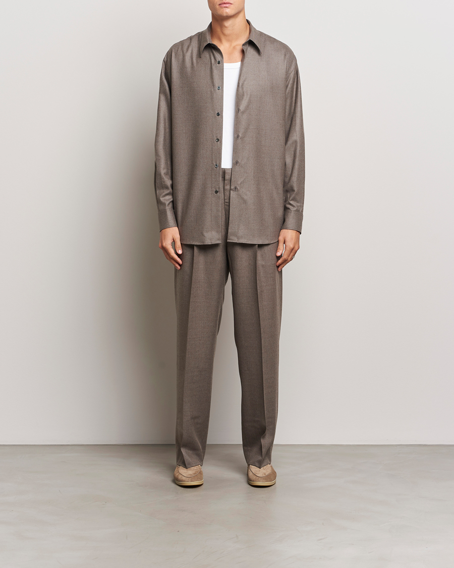 Herre | Skjorter | Auralee | Superlight Wool Shirt Top Brown