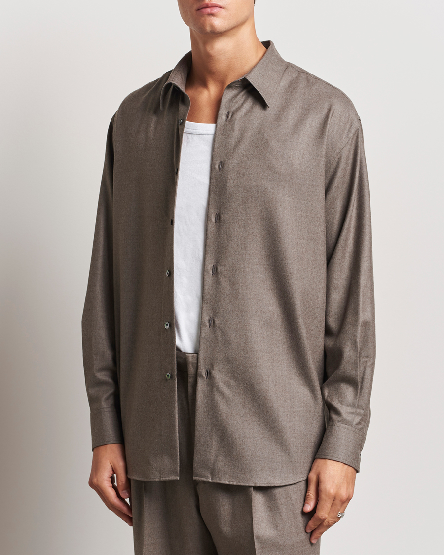 Herre | Skjorter | Auralee | Superlight Wool Shirt Top Brown