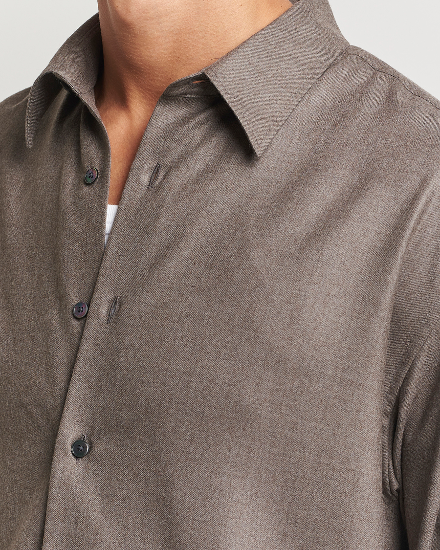 Herre | Skjorter | Auralee | Superlight Wool Shirt Top Brown