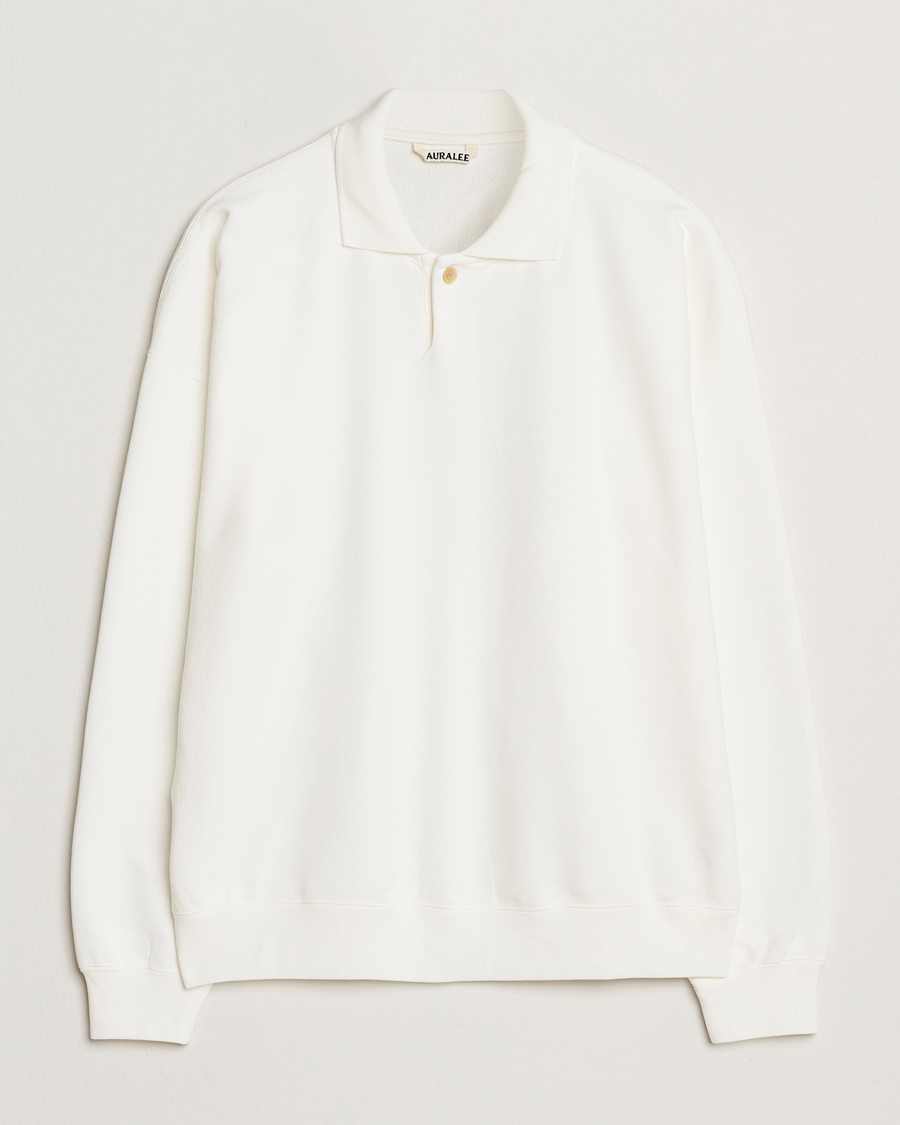 Herre | Trøjer | Auralee | Pima Cotton Long Sleeve Polo White