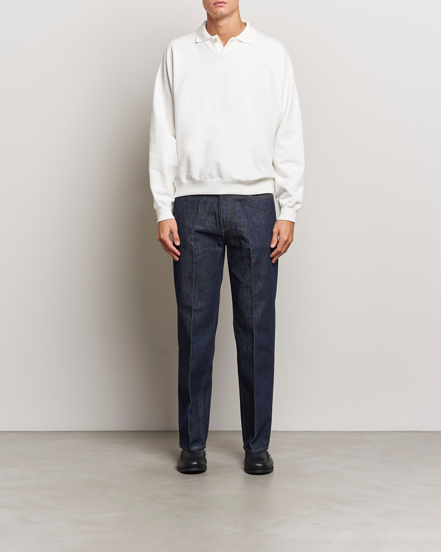 Herre | Trøjer | Auralee | Pima Cotton Long Sleeve Polo White