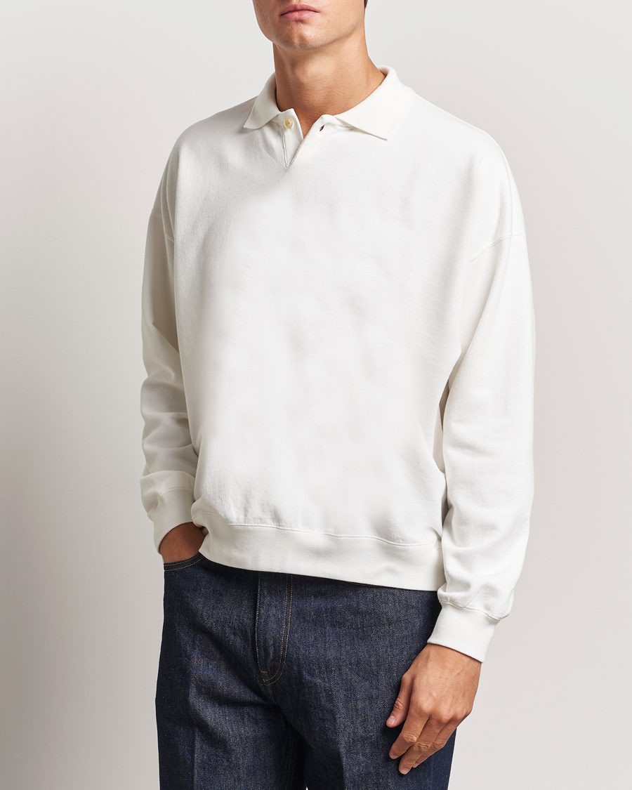 Herre | Trøjer | Auralee | Pima Cotton Long Sleeve Polo White