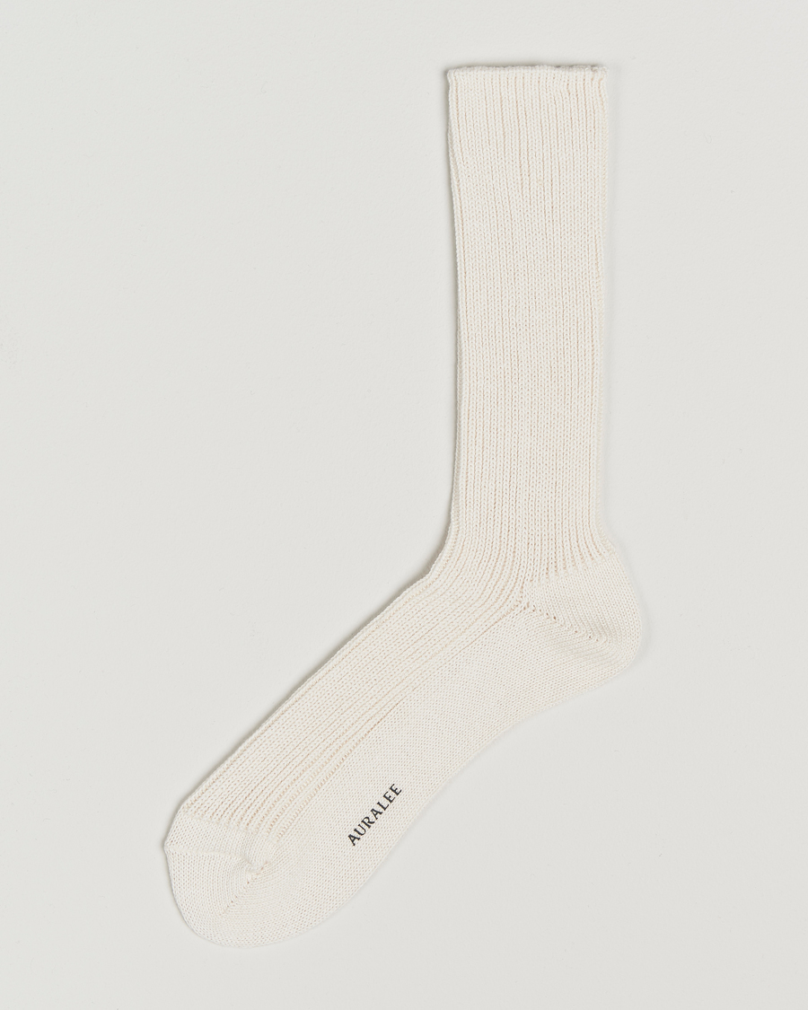 Herre | Undertøj | Auralee | Cotton/Cashmere Socks Ivory