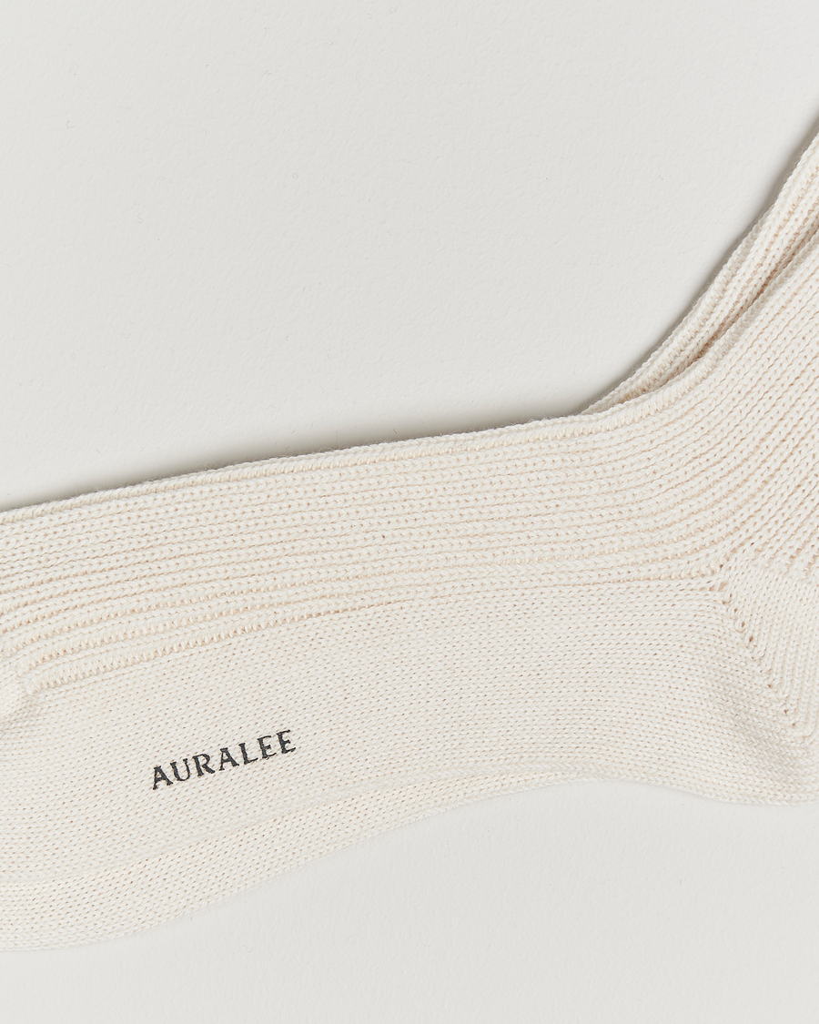 Herre | Undertøj | Auralee | Cotton/Cashmere Socks Ivory