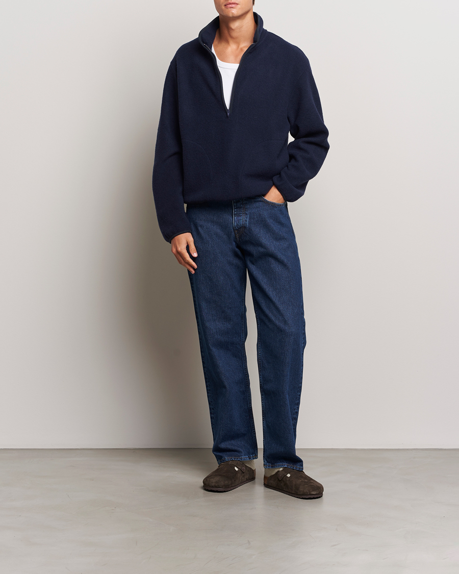 Herre | Trøjer | Sunflower | Wool Half Zip Navy