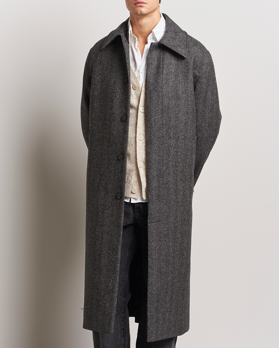 Herre | Jakker | Sunflower | Herringbone Wool Coat Antracite