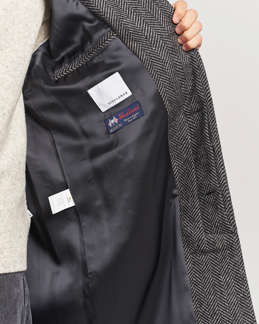 Herre | Jakker | Sunflower | Herringbone Wool Coat Antracite