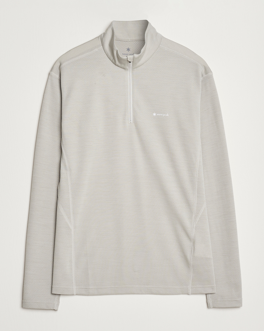 Herre | T-Shirts | Snow Peak | Wool Blend Half Zip T-Shirt Icegrey