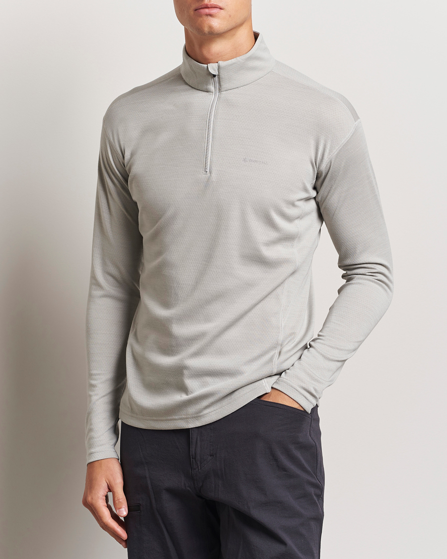 Herre | T-Shirts | Snow Peak | Wool Blend Half Zip T-Shirt Icegrey