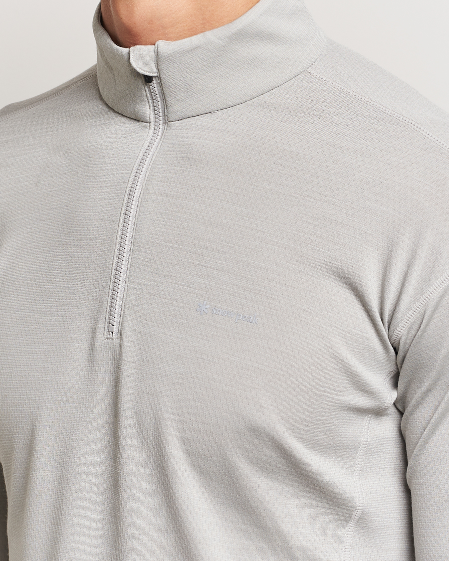 Herre | T-Shirts | Snow Peak | Wool Blend Half Zip T-Shirt Icegrey