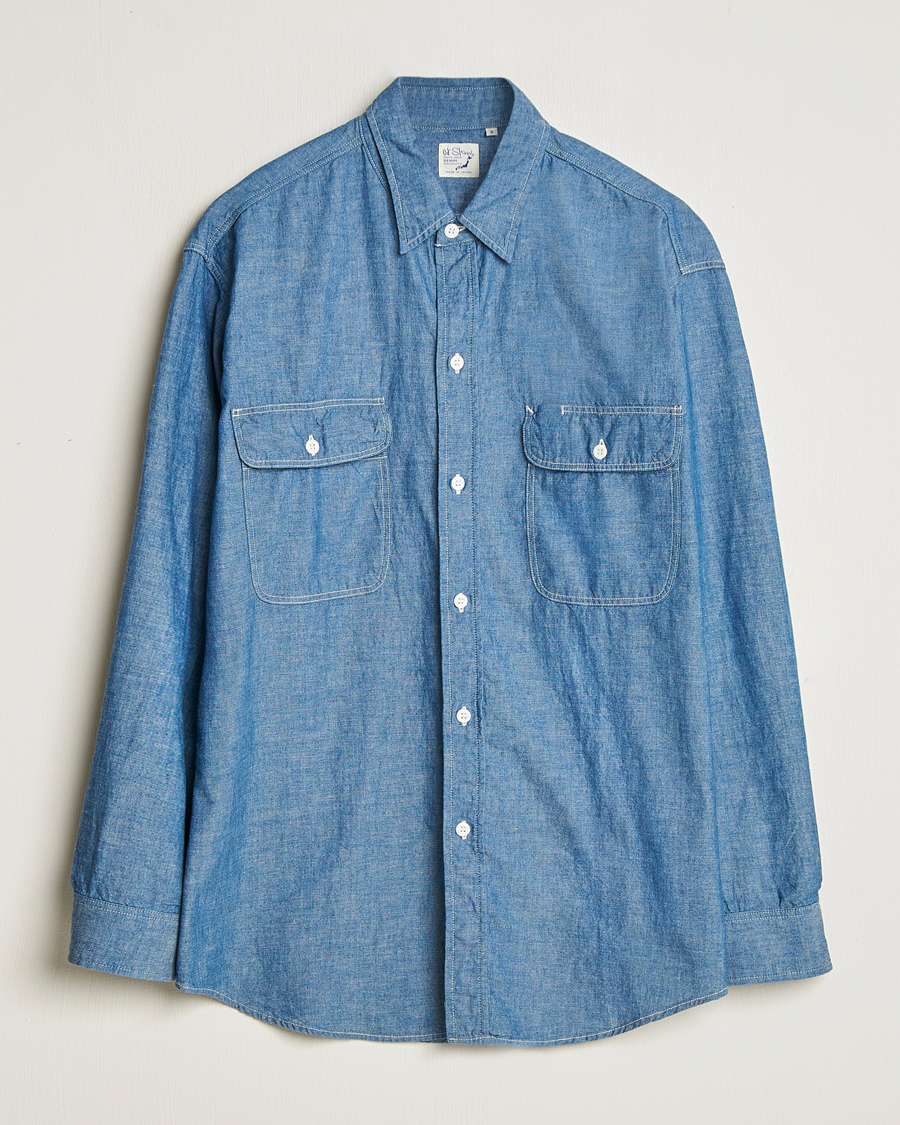 Herre | Skjorter | orSlow | Chambray Work Shirt Blue
