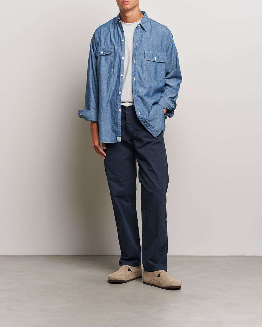 Herre | Skjorter | orSlow | Chambray Work Shirt Blue