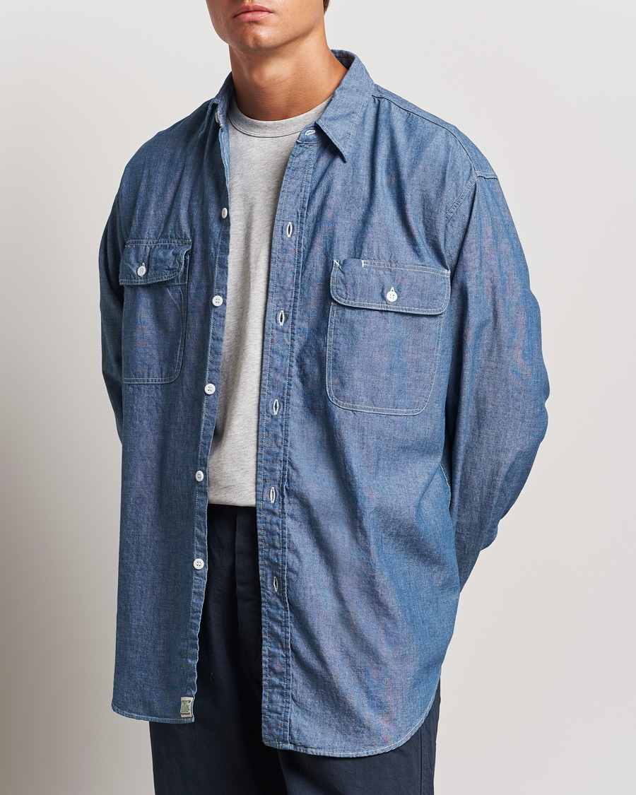 Herre | Skjorter | orSlow | Chambray Work Shirt Blue