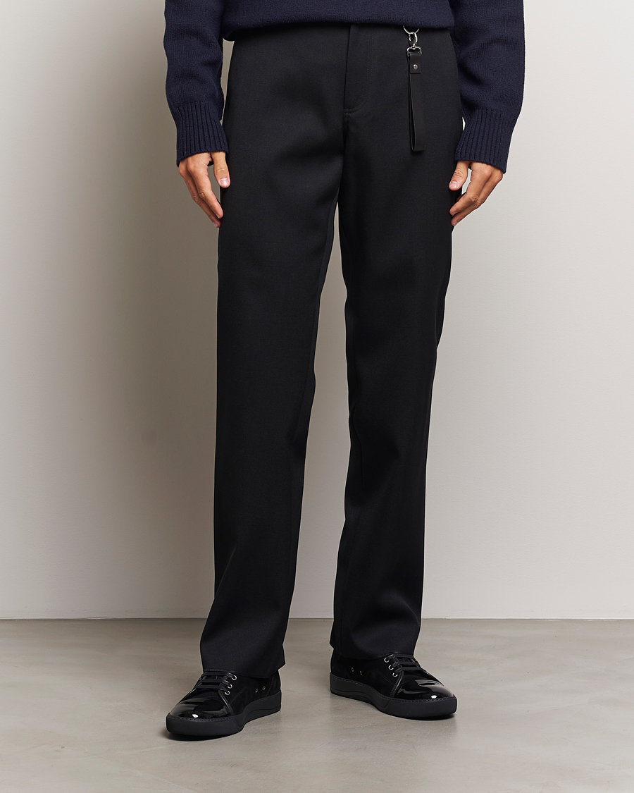 Herre | Bukser | Lanvin | Casual Straight Wool Trousers Black