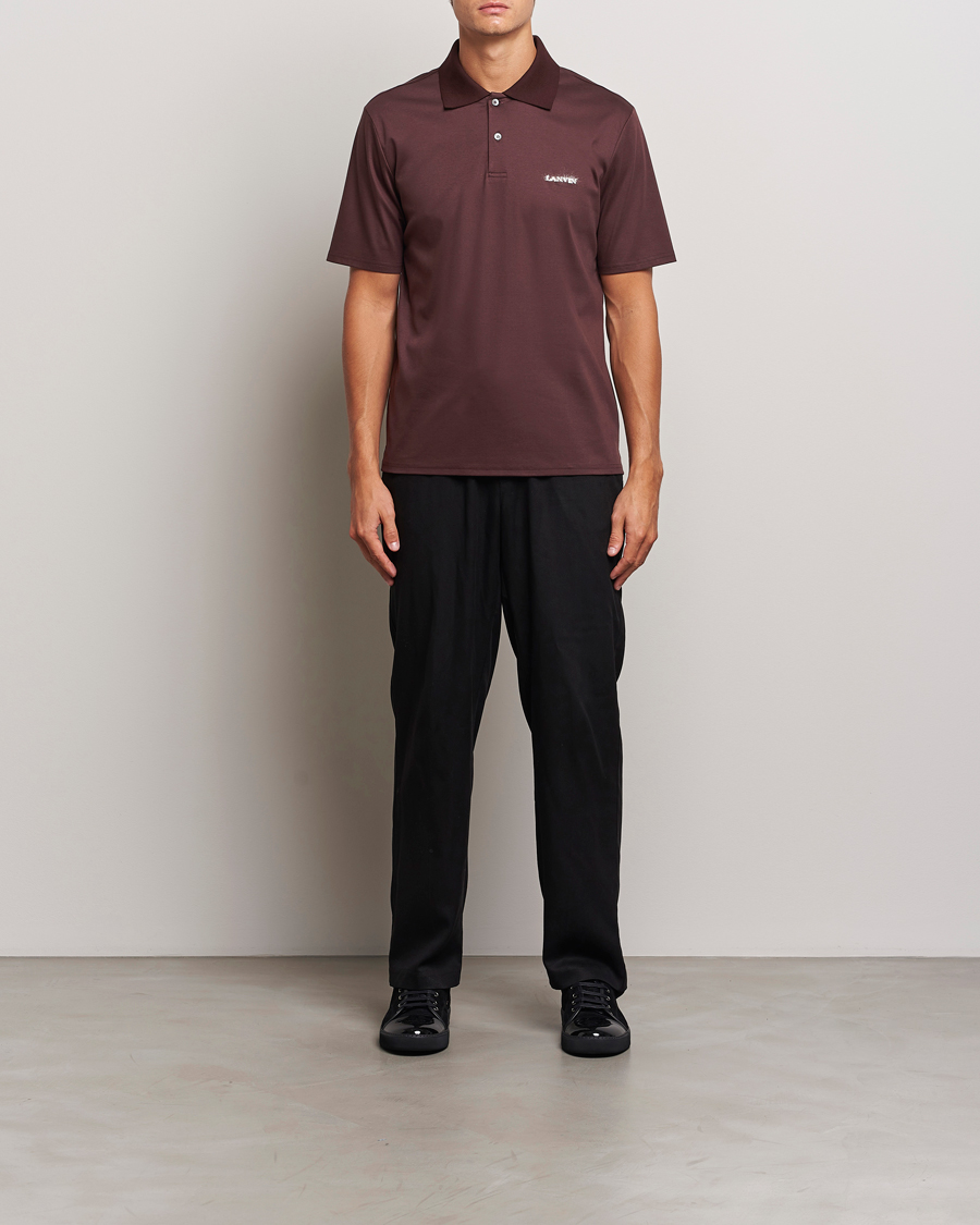 Herre | Polotrøjer | Lanvin | Mohair Logo Short Sleeve Polo Burgundy