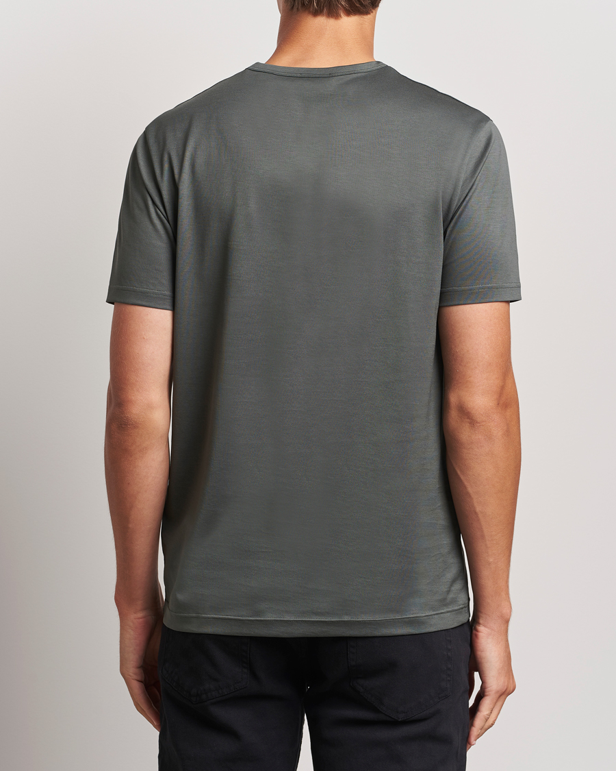 Herre | T-Shirts | Sunspel | Crew Neck Q82 Cotton T-Shirt Drill Green