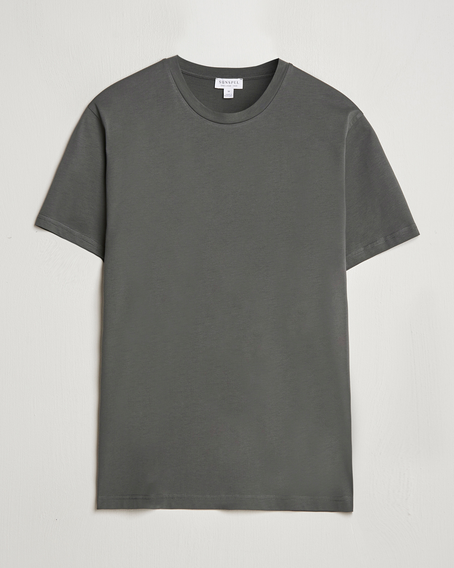 Herre | T-Shirts | Sunspel | Riviera Midweight T-Shirt Drill Green