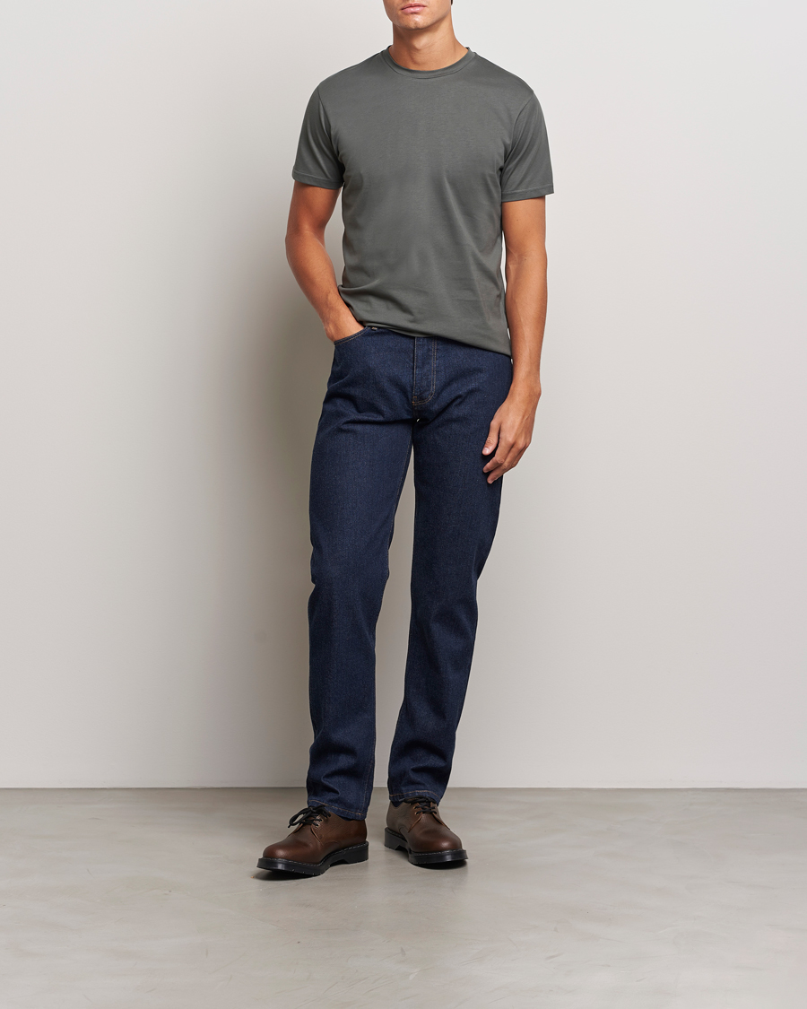 Herre | T-Shirts | Sunspel | Riviera Midweight T-Shirt Drill Green