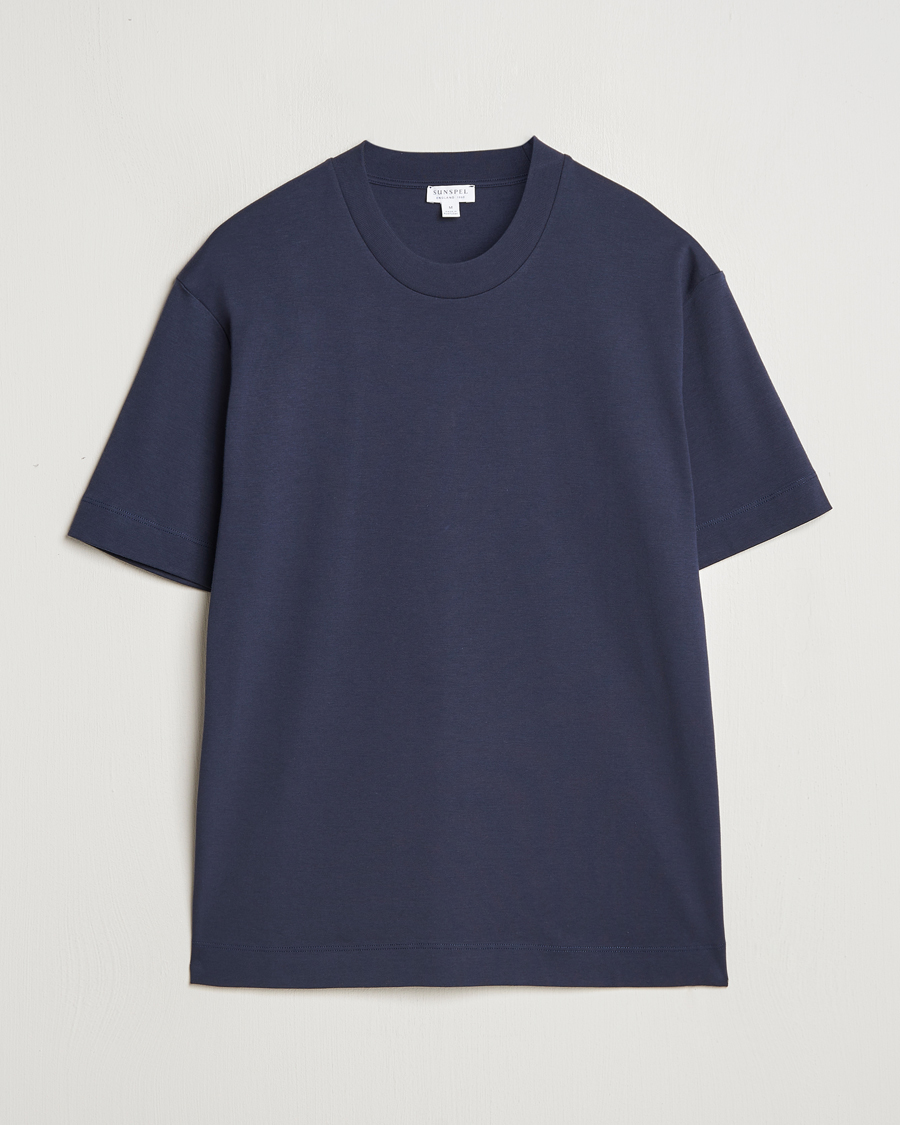 Herre | T-Shirts | Sunspel | Heavy Weight Supima Cotton T-Shirt Navy