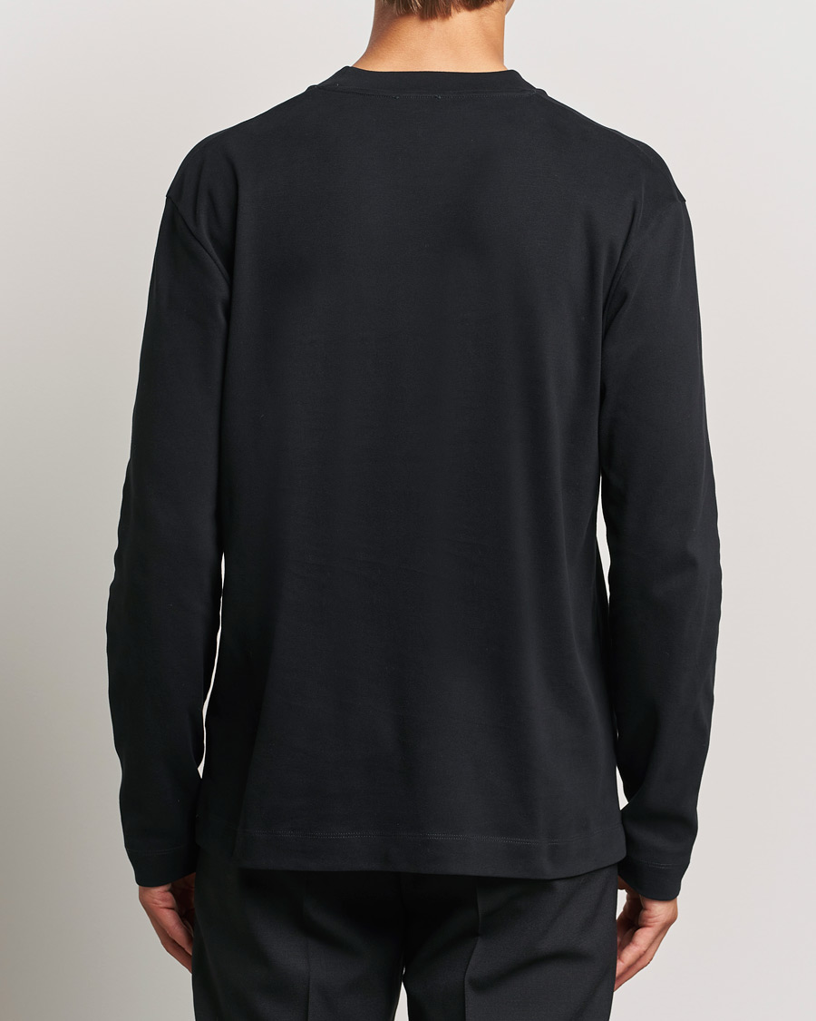 Herre | T-Shirts | Sunspel | Heavy Weight Supima Cotton Long Sleeve T-Shirt Black