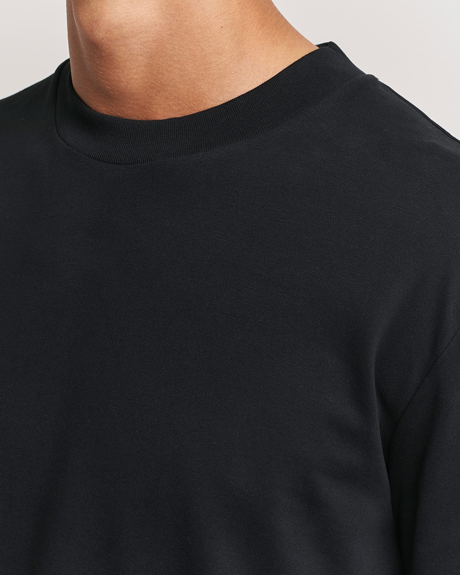 Herre | T-Shirts | Sunspel | Heavy Weight Supima Cotton Long Sleeve T-Shirt Black