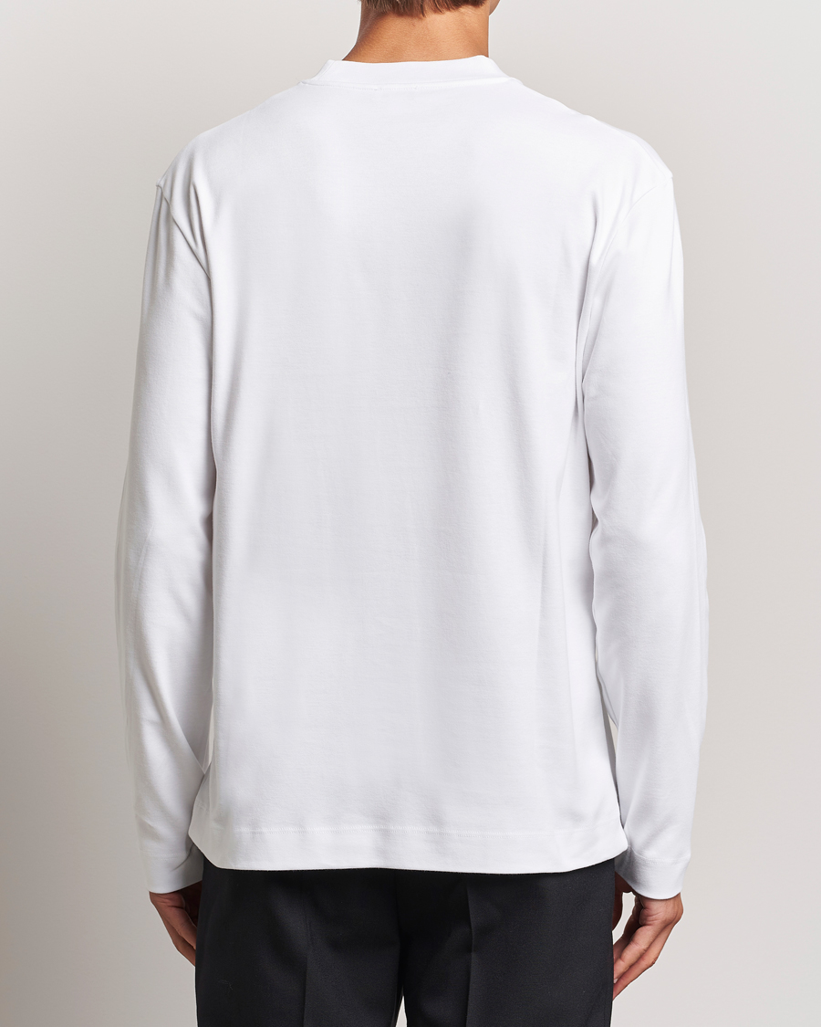 Herre | T-Shirts | Sunspel | Heavyweight Mock Neck Long Sleeve T-Shirt White