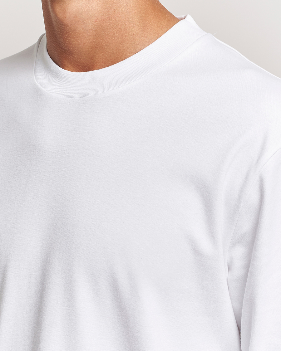 Herre | T-Shirts | Sunspel | Heavyweight Mock Neck Long Sleeve T-Shirt White