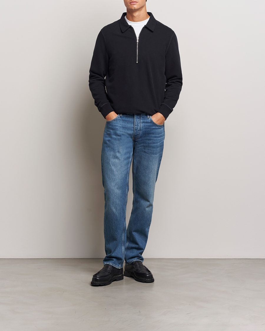 Herre | Trøjer | Sunspel | Zip Loopback Sweatshirt Polo Black