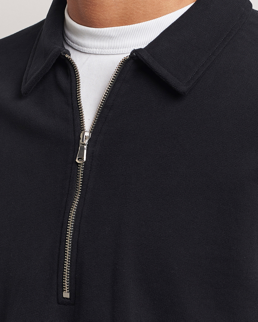 Herre | Trøjer | Sunspel | Zip Loopback Sweatshirt Polo Black
