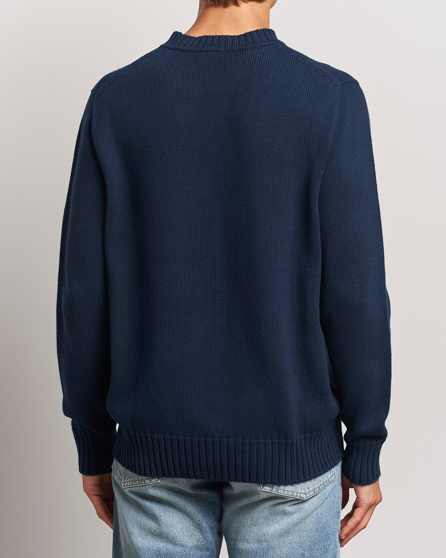 Herre | Trøjer | Sunspel | Mid Weight Cotton Crew Ligh Navy