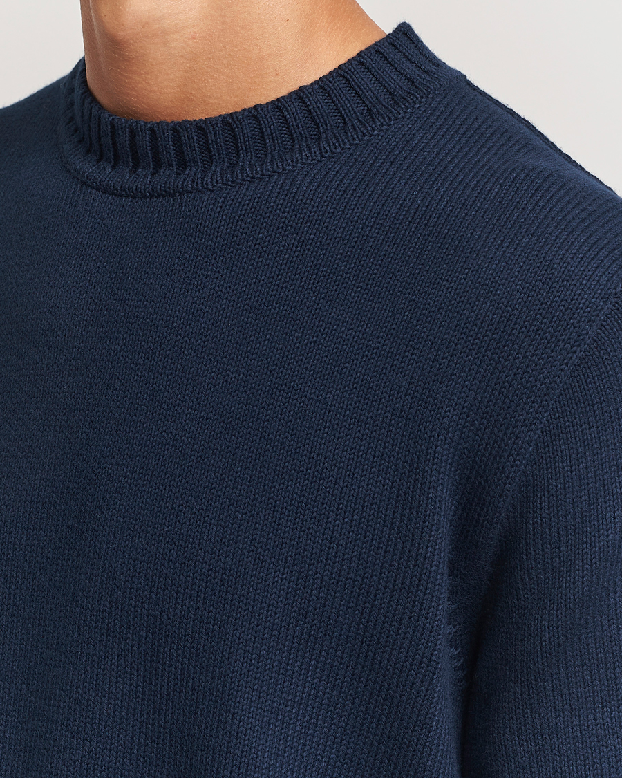 Herre | Trøjer | Sunspel | Mid Weight Cotton Crew Ligh Navy