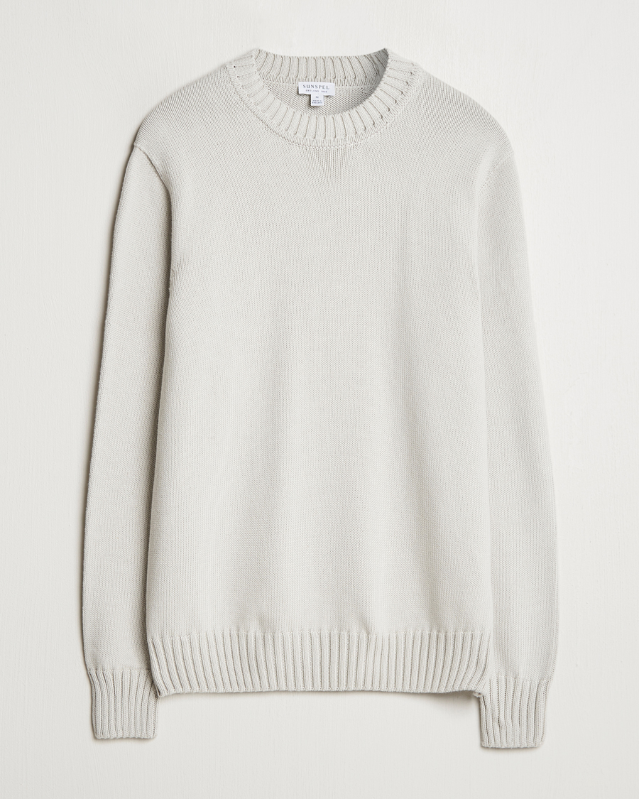 Herre | Trøjer | Sunspel | Mid Weight Cotton Crew Putty