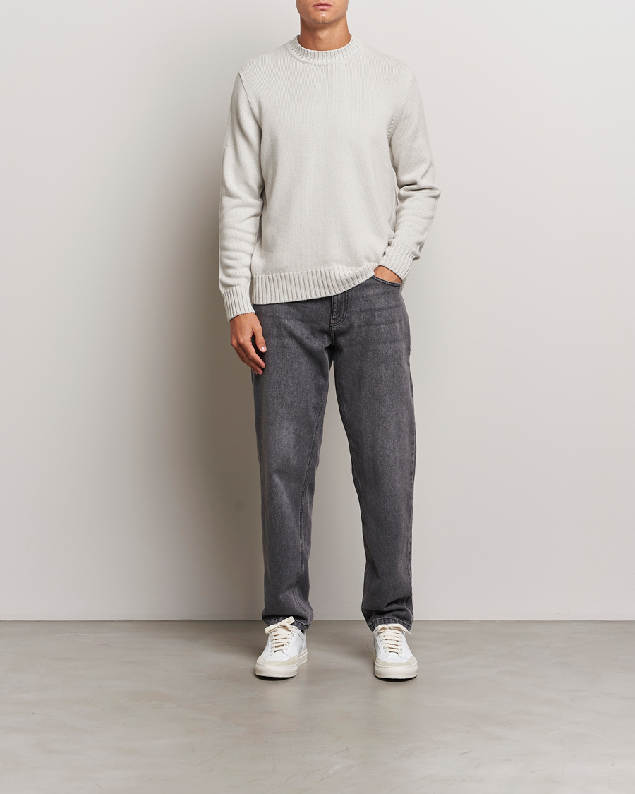 Herre | Trøjer | Sunspel | Mid Weight Cotton Crew Putty