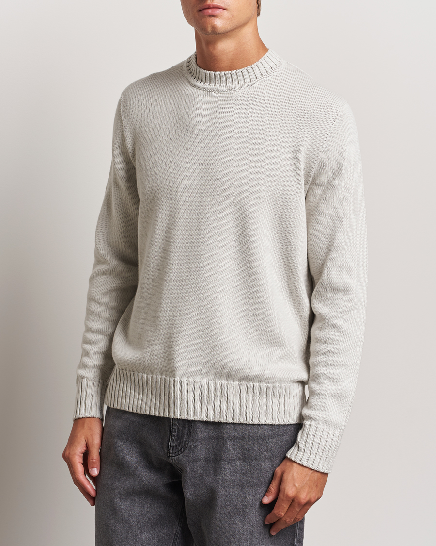 Herre | Trøjer | Sunspel | Mid Weight Cotton Crew Putty