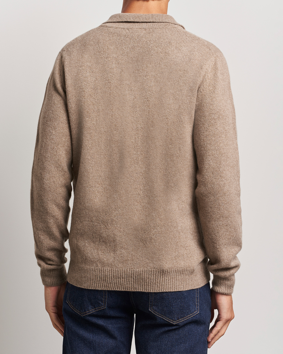 Herre | Trøjer | Sunspel | Lambswool Poloshirt Sandstone