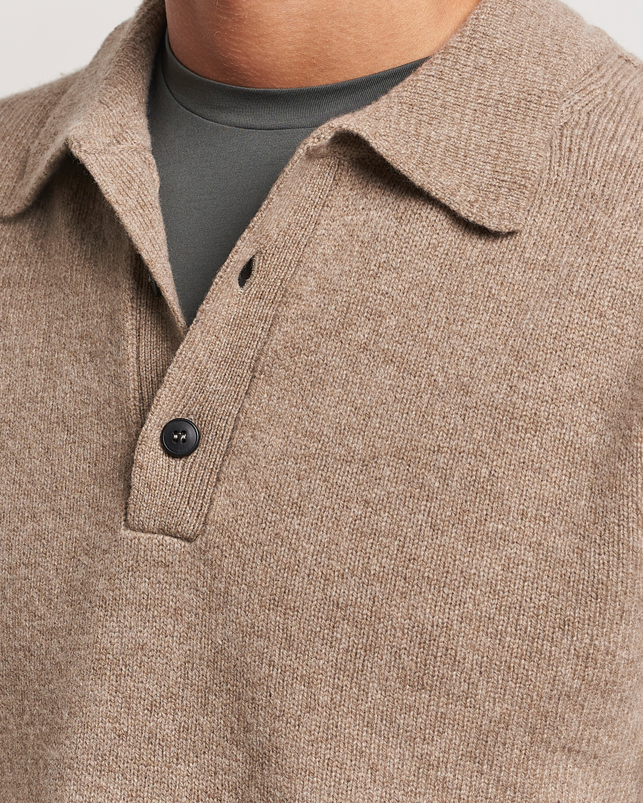 Herre | Trøjer | Sunspel | Lambswool Poloshirt Sandstone